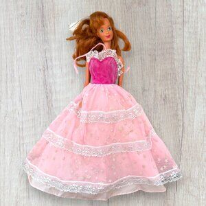 Vintage Mattel Barbie Redhead Doll Pink Gown 1966 Made In China Doll